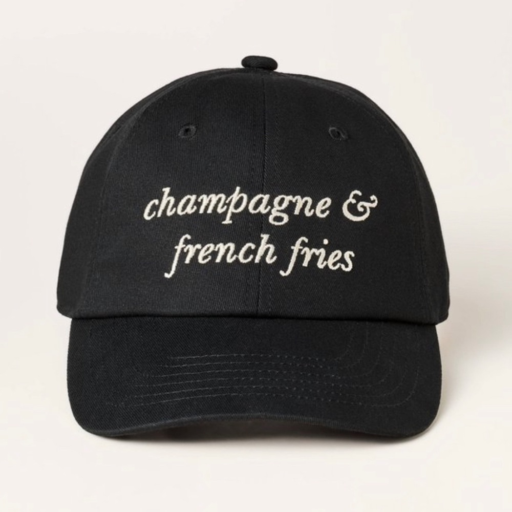 NWT Black Embroidered Champagne French Fries Baseball Hat - kate spade x Target